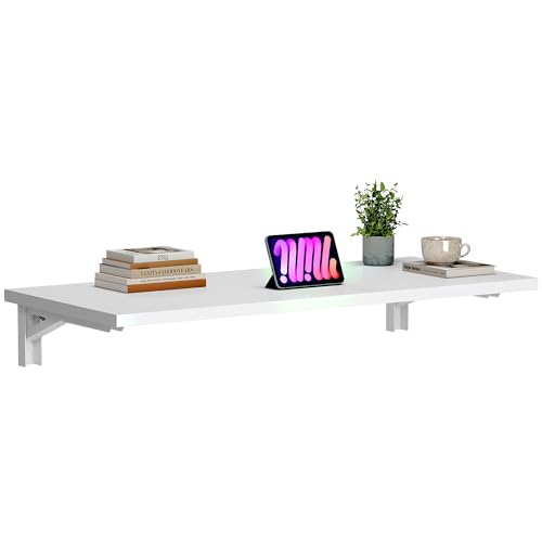 White Desktop & White Folding Shelf Brackets