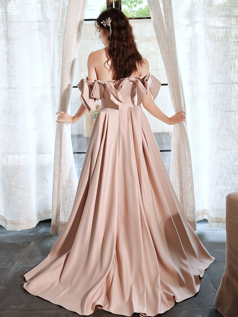 Elegant Pink Long Prom Dresses for Women - Off Shoulder Formal Evening Gowns for Graduation, Homecoming & Special Occasions - Perfect for Dances, Parties & Formal Events