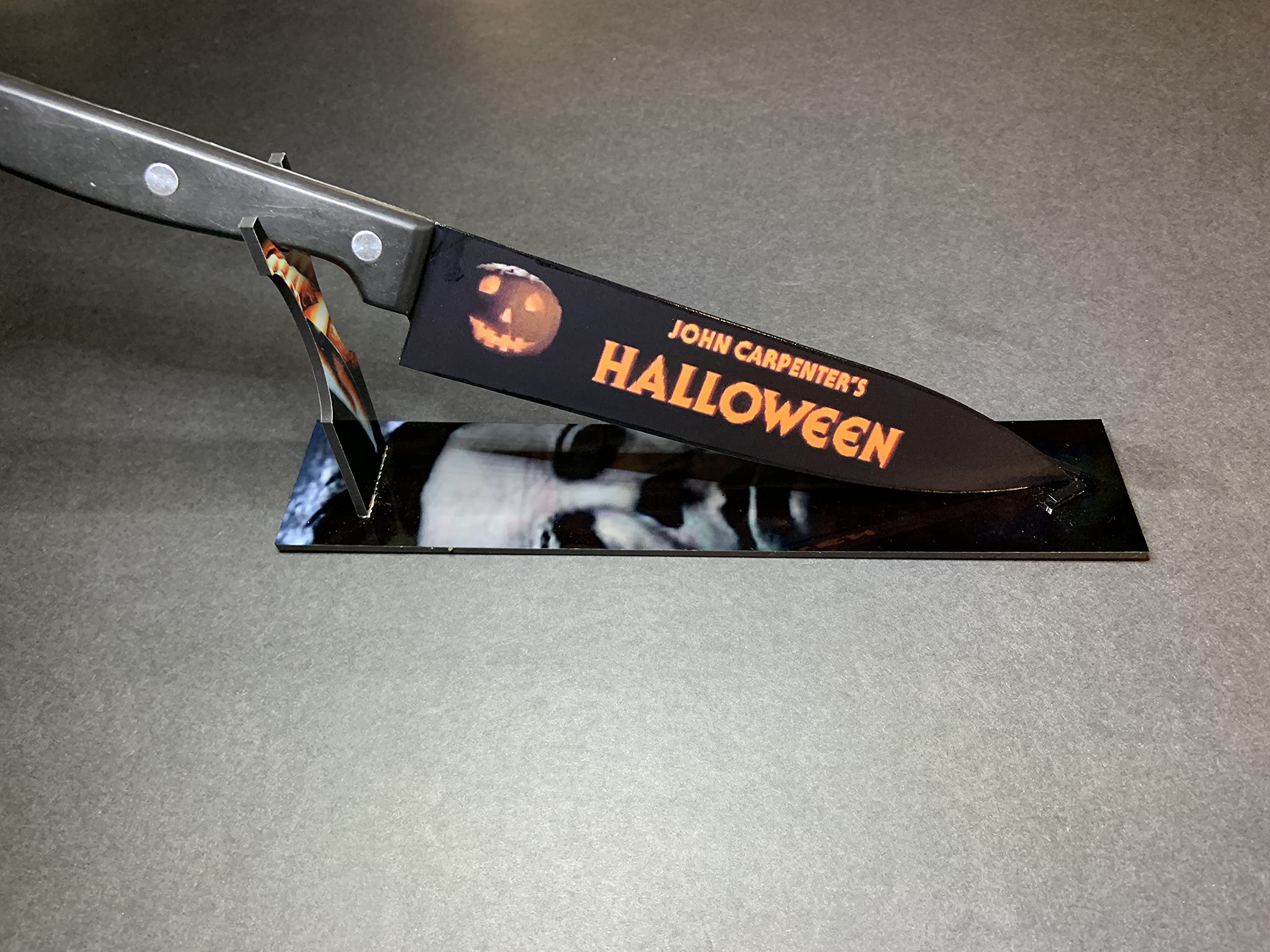Halloween Kitchen Knife Set with Sublimated Stand - Scary Pumpkin Design for Halloween Party Decorations & Cosplay Props