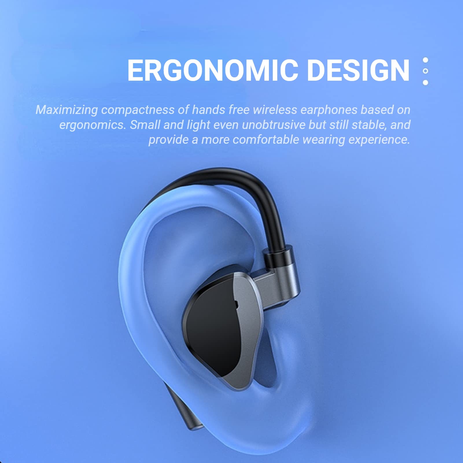 Wireless Bluetooth Headset with Noise Canceling Mic - Single Ear Hands-Free Earpiece for Business Calls, Driving & Office Use | Long Battery Life & Clear Audio