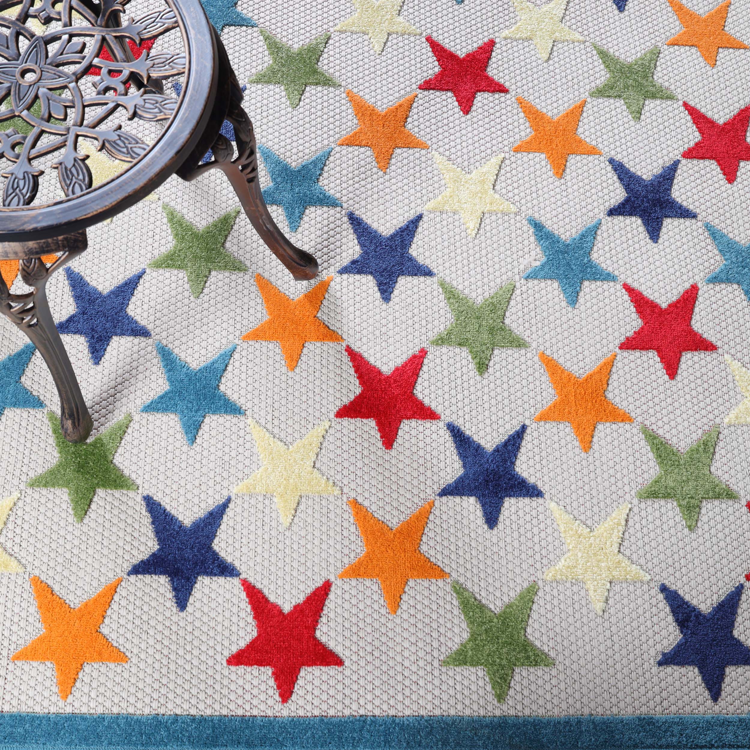 Juniper Modern Stars Area Rug - Soft Indoor/Outdoor Carpet for Living Room, Bedroom, Patio - Non-Slip Decorative Floor Mat for Home & Office