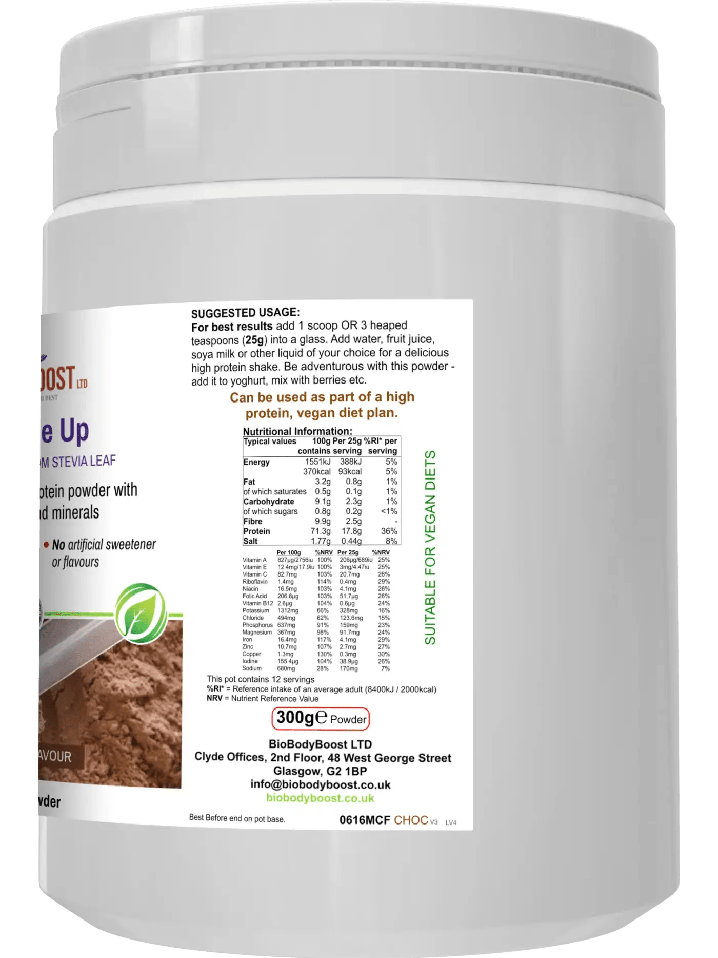 Chocolate Vegan Protein Shake Powder - Dairy Free Plant Based Protein Supplement for Weight Loss & Muscle Recovery - Perfect for Post Workout, Breakfast Smoothies & Healthy Snacking