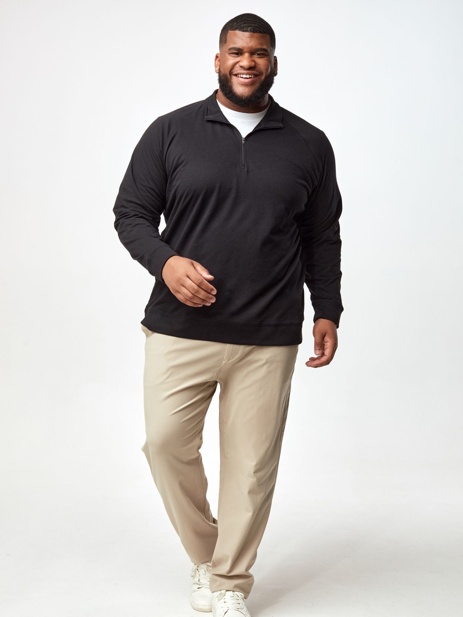 Men's Black Quarter Zip Pullover Sweater - Lightweight & Comfortable for Casual Wear, Office, and Outdoor Activities