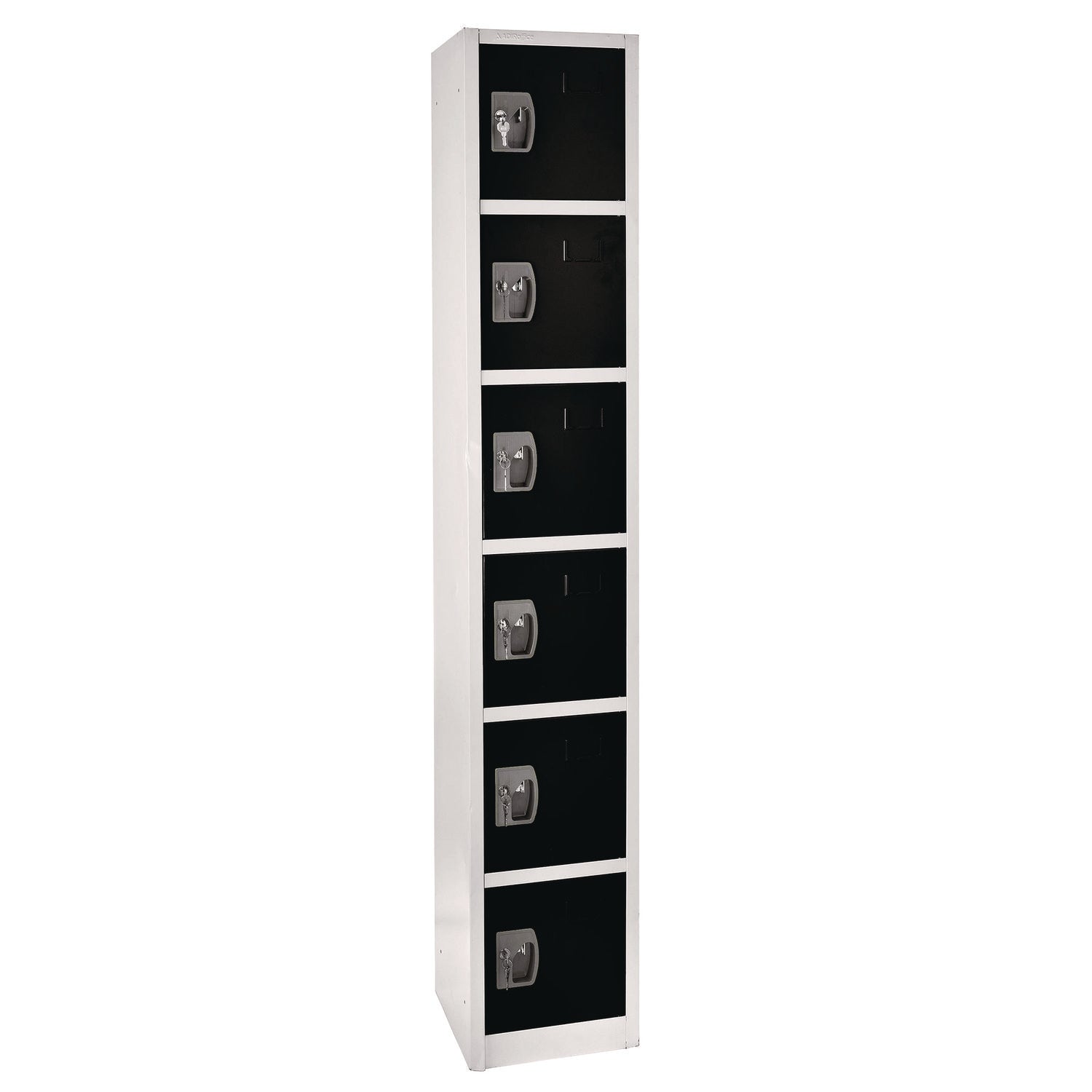 Steel Storage Locker with 6 Compartments - 12 x 12 x 72 Inches, Black - Heavy Duty Metal Cabinet for Office, School, Gym & Warehouse Organization