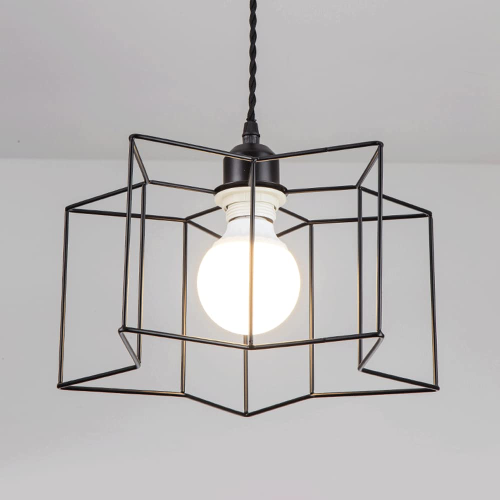 Modern Hollow Iron Ceiling Pendant Light - Creative Five-Pointed Star Chandelier for Living Room & Dining Room - Black Decorative Hanging Lamp (Perfect for Bedroom, Kitchen Island, and Entryway Lighting)