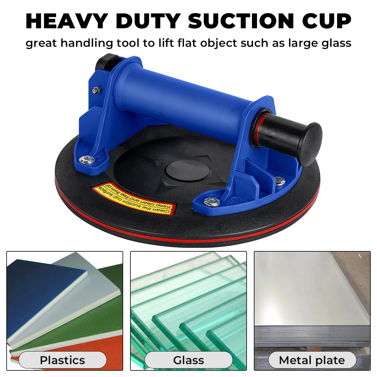 **Heavy Duty Glass Suction Cups (2 Pack) – 8 Inch Vacuum Lifters for Tiles, Windows & Glass – 240 lbs Capacity with Carrying Case (Blue) – Perfect for Construction, Glass Installation & DIY Home Projects**