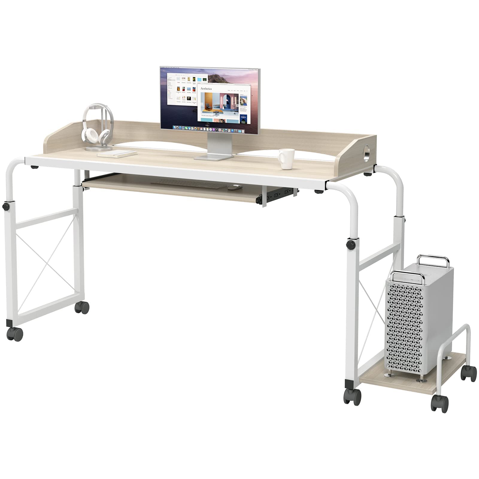 Adjustable Overbed Table with Wheels - 47