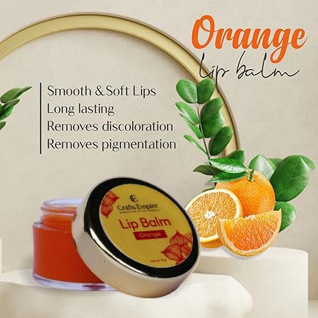 CRAFTS EMPIRE Orange Lip Balm - 10g Moisturizing & Hydrating Lip Care - Perfect for Dry Lips, Winter Protection & Everyday Use