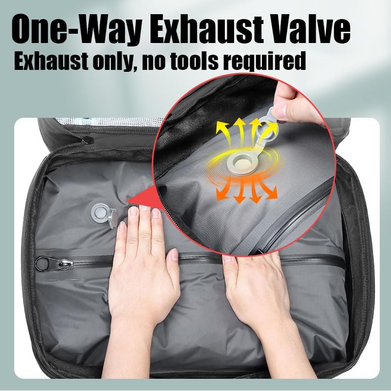 VacPack 2.0 Expandable 60L Vacuum Travel Backpack with Air Pump - Anti-Theft Grey Carry-On Luggage for Camping, Hiking & International Trips