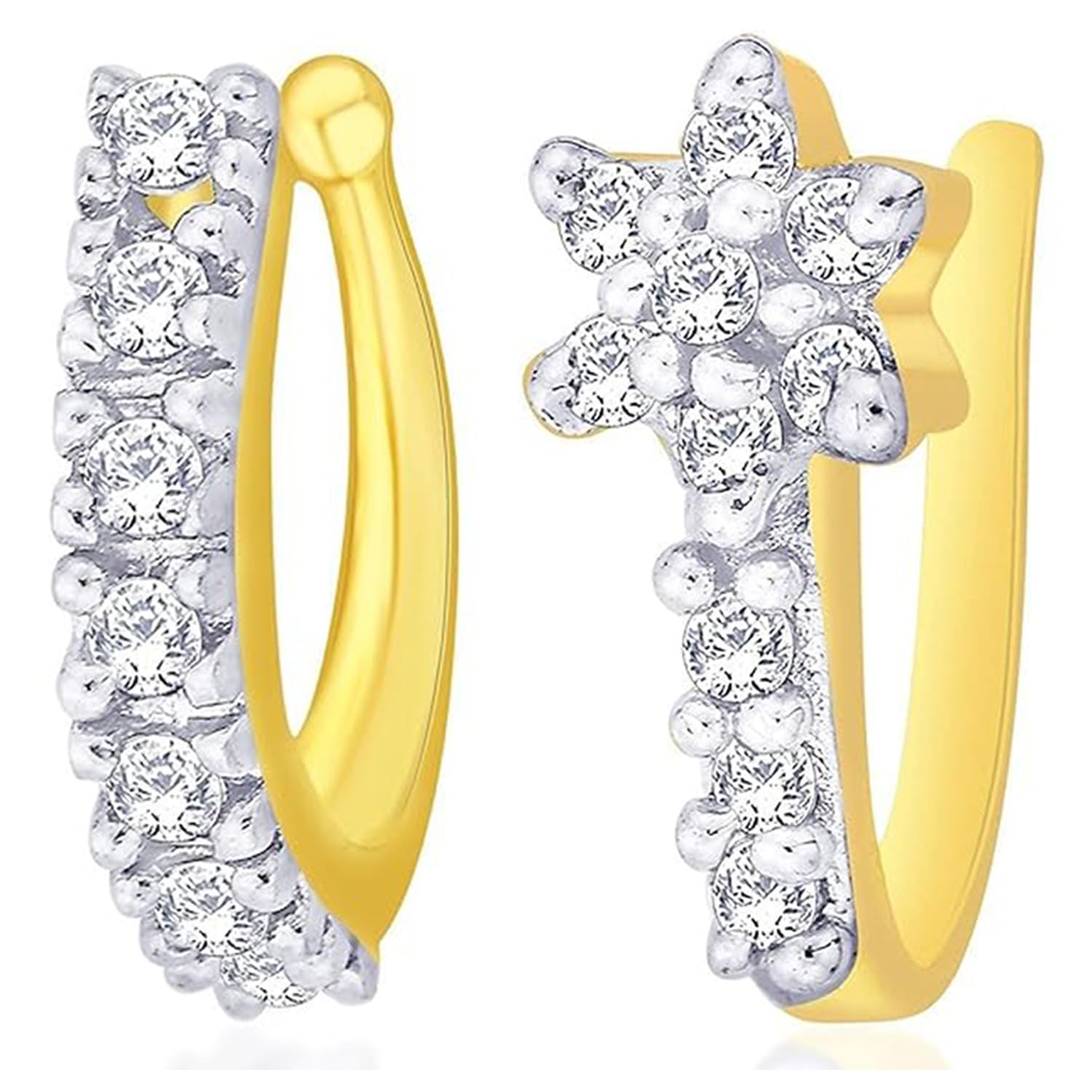 Elegant Non-Piercing Nose Ring for Women - Cubic Zirconia Studded Clip-On Nose Jewelry (PACO1104867PR) | Perfect for Parties, Weddings & Everyday Fashion Accessories