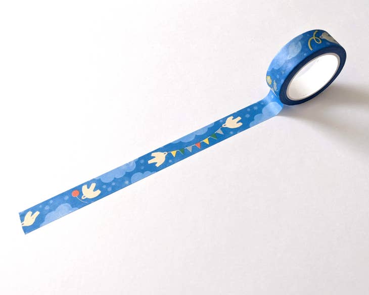 Bird Celebration Washi Tape - Decorative Japanese Paper Tape for Scrapbooking, Journaling, Gift Wrapping & DIY Crafts - Perfect for Bullet Journals, Planners, and Home Decor