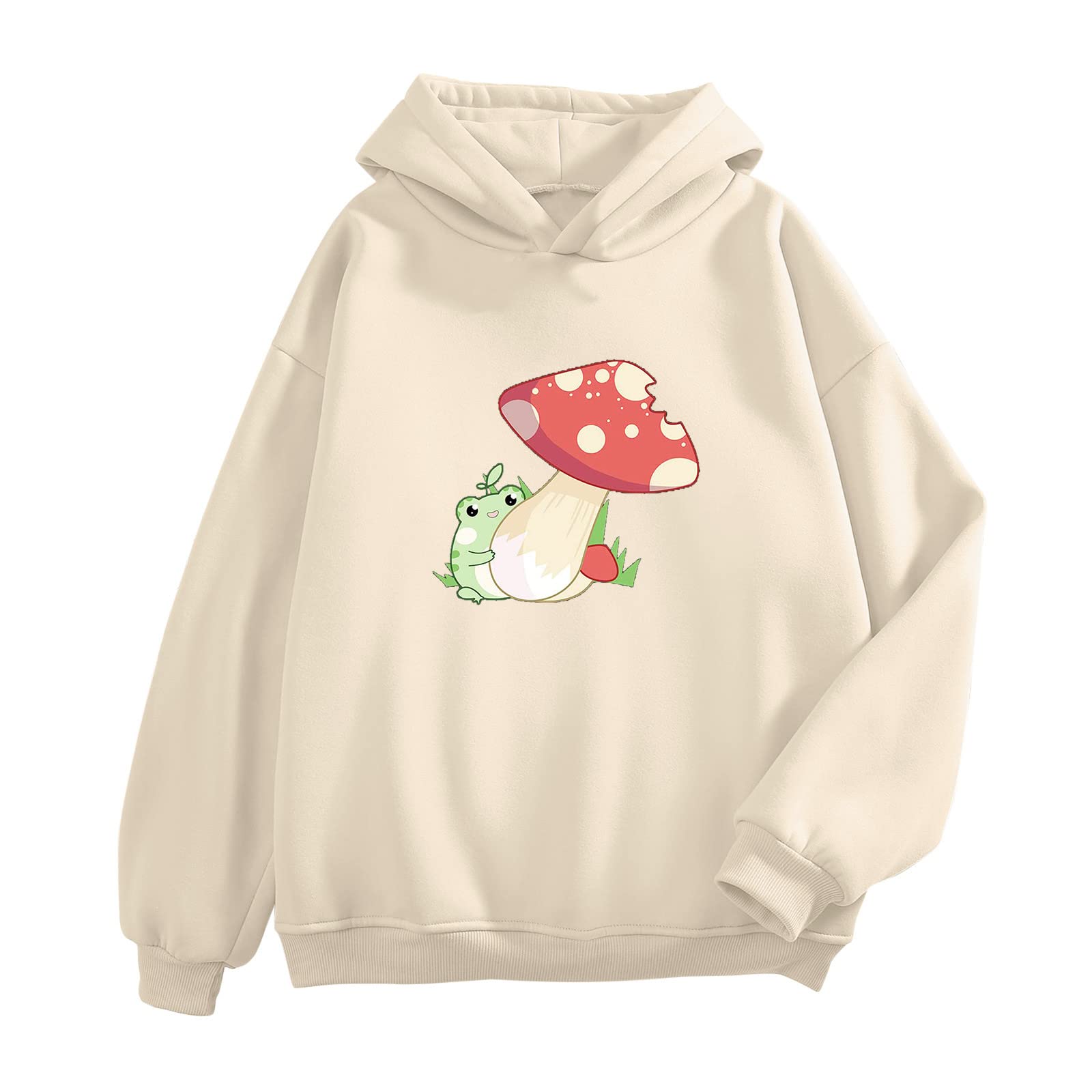 Women's Cute Frog Print Long Sleeve Hoodie - Soft Sweatshirt Pullover for Casual Wear | Perfect for Fall Outfits, Lounge Wear & Street Style Fashion