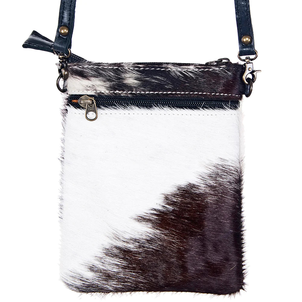 American Darling Genuine Leather Black and White Hide Messenger Bag - Stylish Crossbody Bag for Work, Travel & Everyday Use