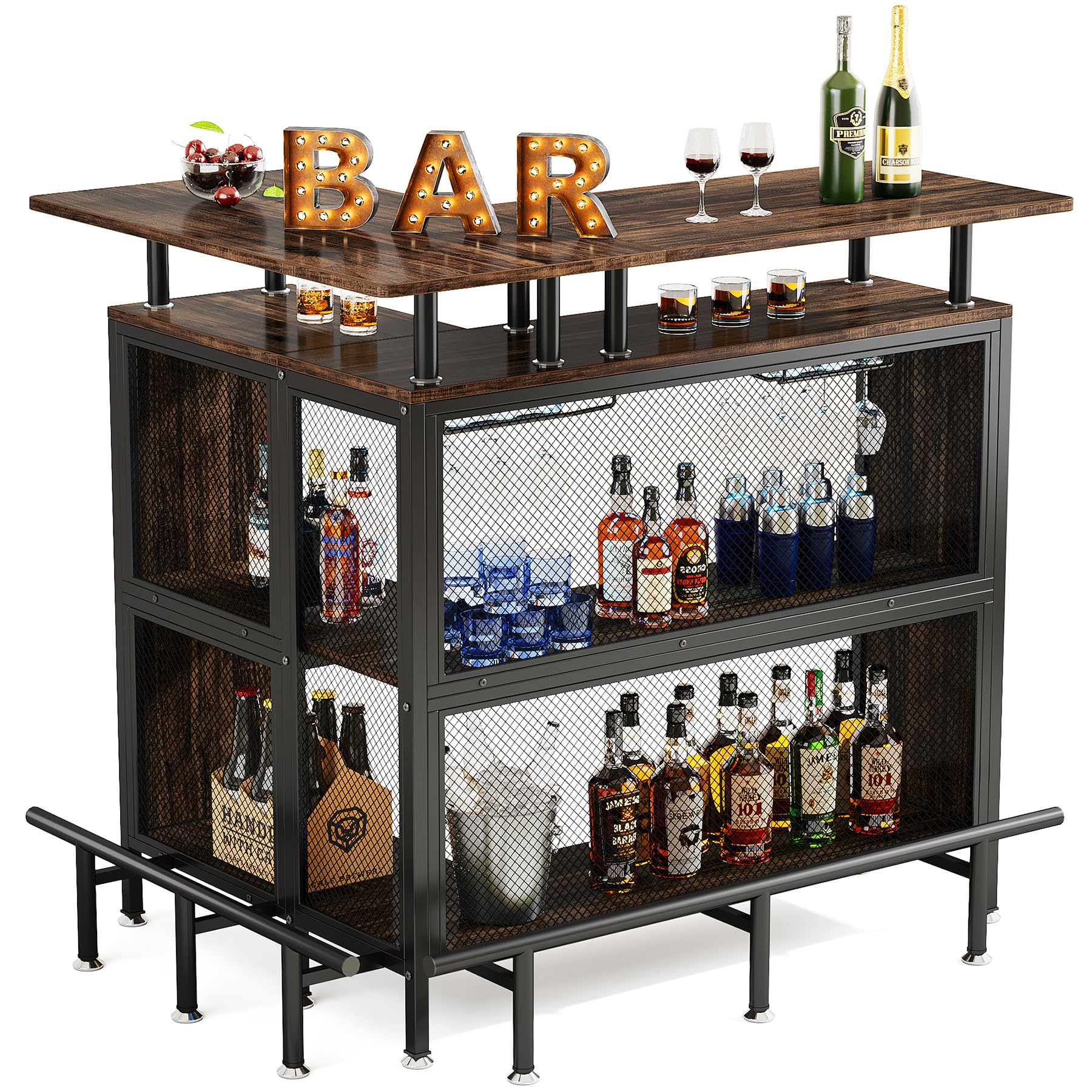 Little Tree Home Bar Unit - Mini Liquor Cabinet with Glass Shelf for Whiskey, Wine & Cocktail Storage - Perfect for Living Room, Man Cave or Home Bar Decor