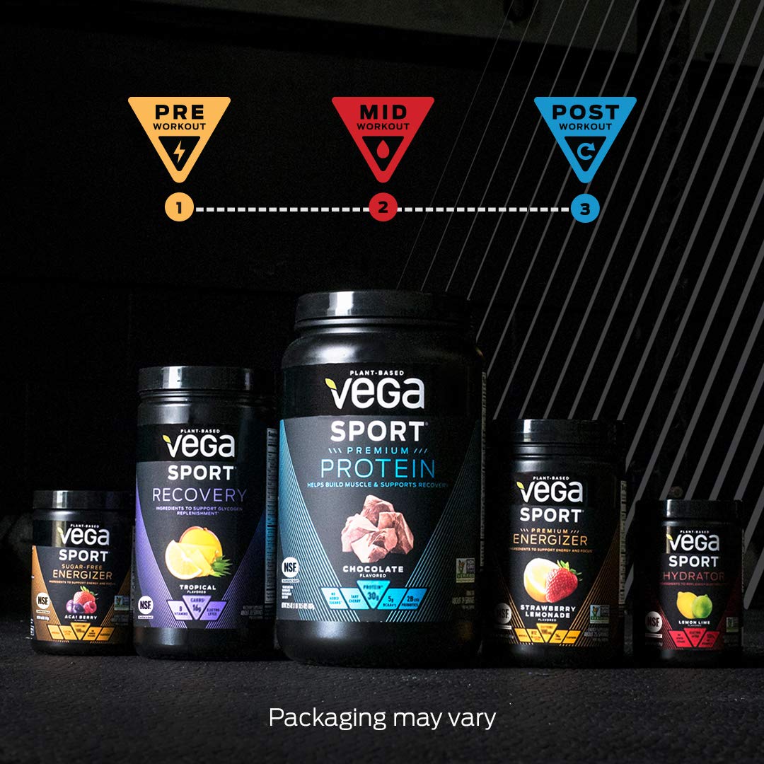 Vega Sport Premium Vegan Protein Powder - Chocolate Flavor, 30g Plant-Based Protein, 5g BCAAs, Low Carb, Keto-Friendly, Dairy-Free, Gluten-Free Pea Protein for Men & Women (12 x 1.6 oz Packets) | Post-Workout Recovery & Muscle Building Supplement