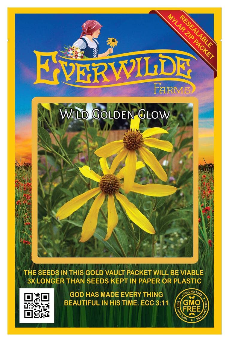 Everwilde Farms - 300 Wild Golden Glow Native Wildflower Seeds - Gold Vault Jumbo Seed Packet for Pollinator Gardens, Landscaping & Natural Habitats