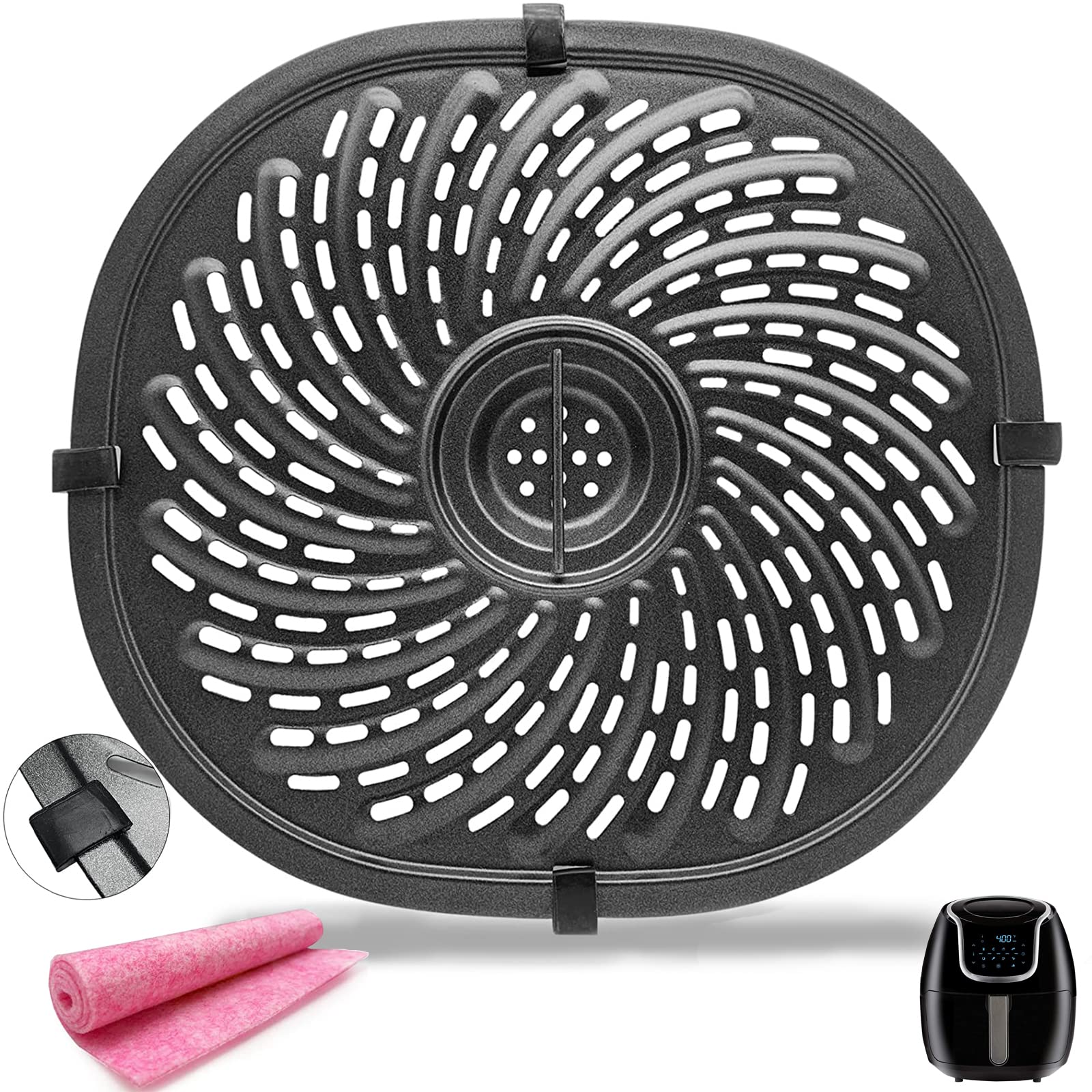 PowerXL Gowise 7QT Air Fryer Grill Plate - Professional Non-Stick Crisper Plate & Grill Pan Replacement - Dishwasher Safe Accessory for Healthier Cooking - Perfect for Grilling, Roasting & Air Frying Chicken, Vegetables & More