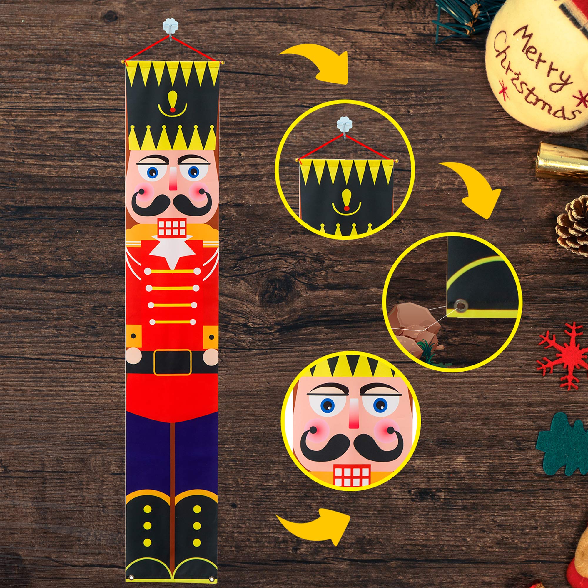 Nutcracker Soldier Christmas Decor - Outdoor Holiday Banners for Porch & Home