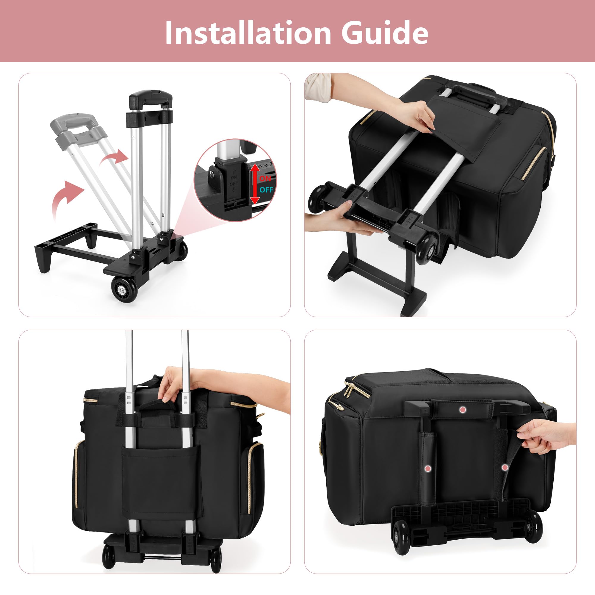 Rolling Teacher Bag with Wheels - Detachable Trolley Tote for 15.6 Inch Laptop (Patent Design) - Perfect for Classroom, School Supplies & Teacher Commute
