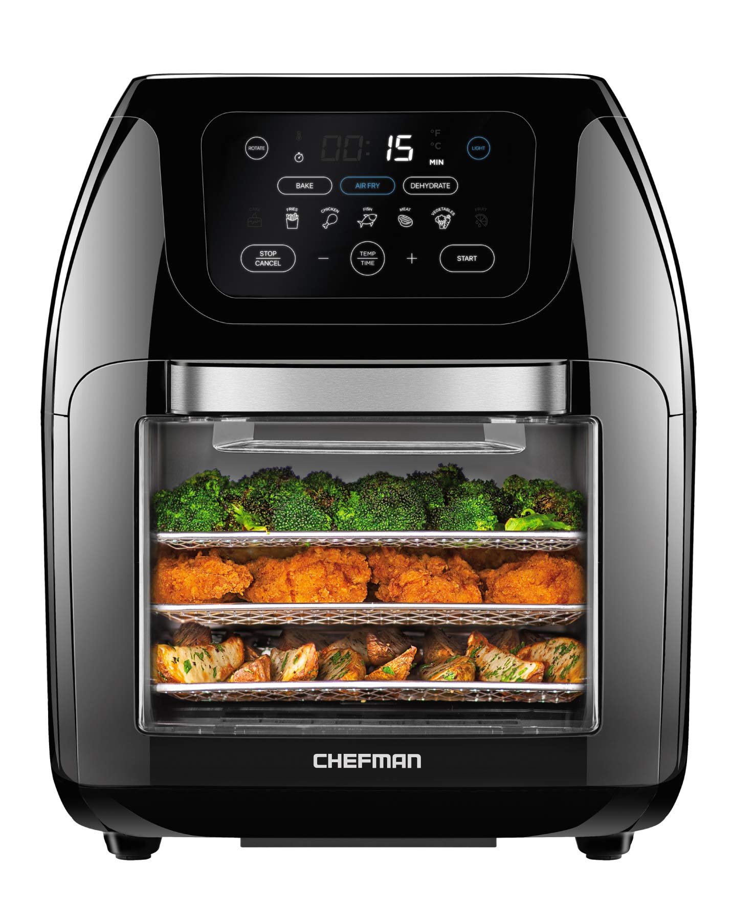 CHEFMAN 10L XL Digital Air Fryer with Rotisserie & Dehydrator - 17-in-1 Multifunctional Convection Oven for Baking, Roasting, Frying | Large View Window, Auto Shutoff | Perfect for Family Cooking, Meal Prep & Healthy Eating