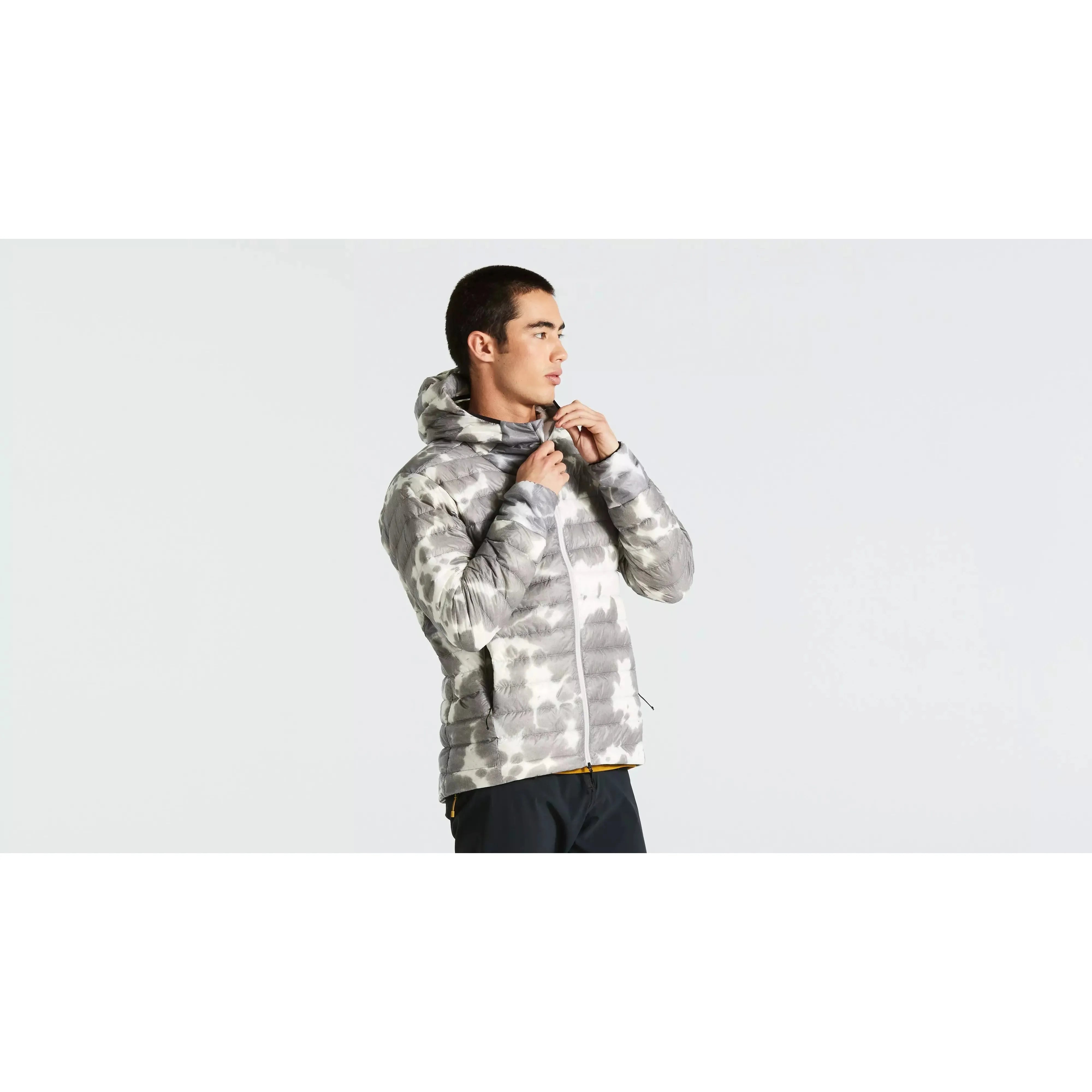 Specialized Men's Lightweight Packable Down Jacket - Dove Grey Splash - Warm Winter Coat for Outdoor Hiking, Travel & Casual Wear