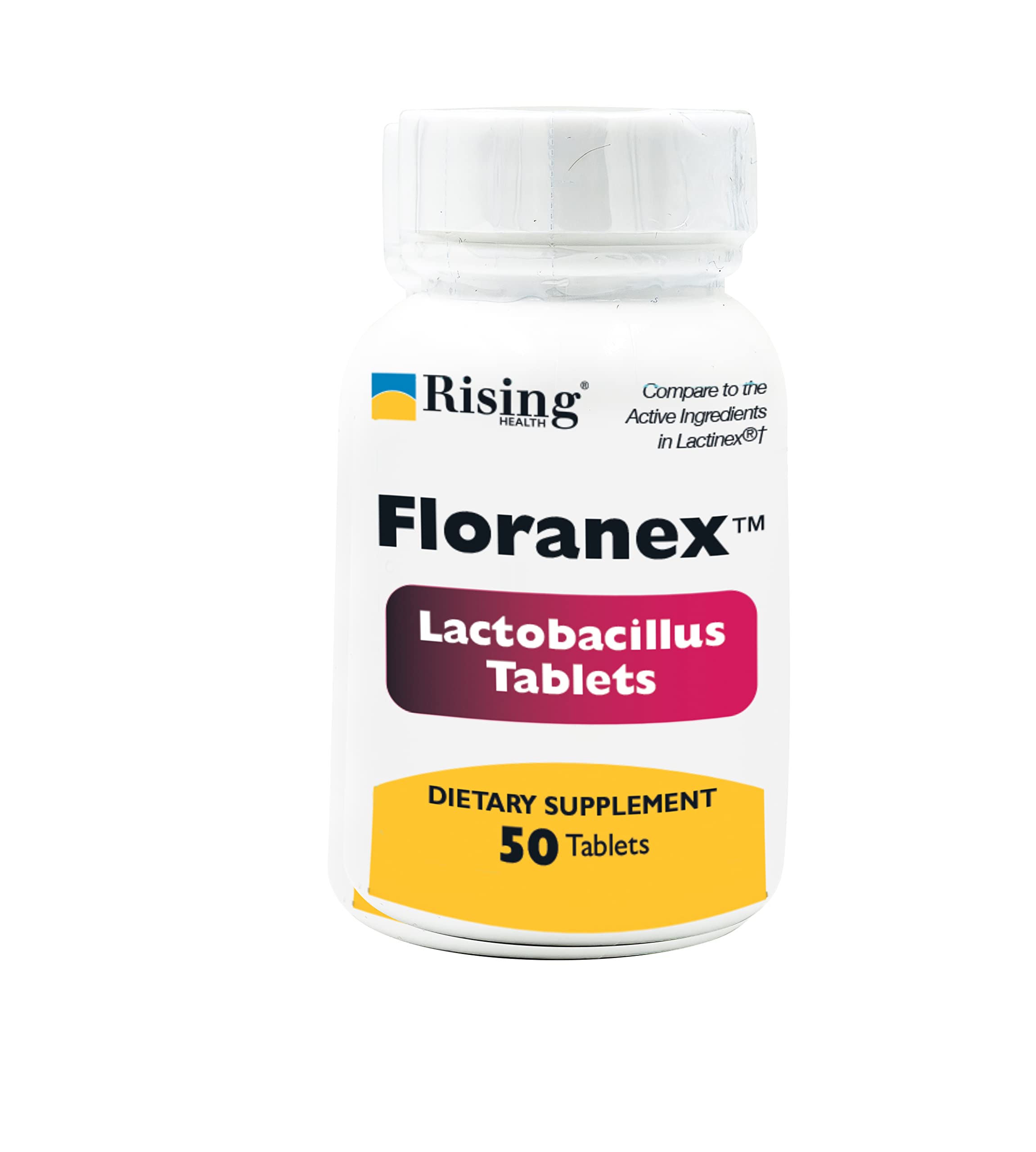 Rising Health Floranex Tablets - Lactobacillus Probiotic Dietary Supplement for Digestive Health & Immune Support - 50 Count | Supports Gut Balance, Travel Wellness & Daily Digestive Comfort