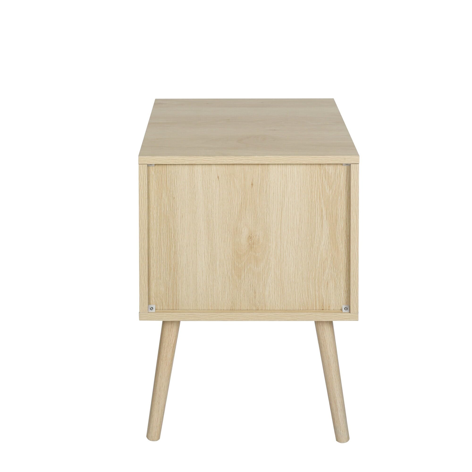 Rattan Nightstand Bedside Table with 1 Drawer - Boho Style Woven Storage for Bedroom, Living Room & Dorm Decor
