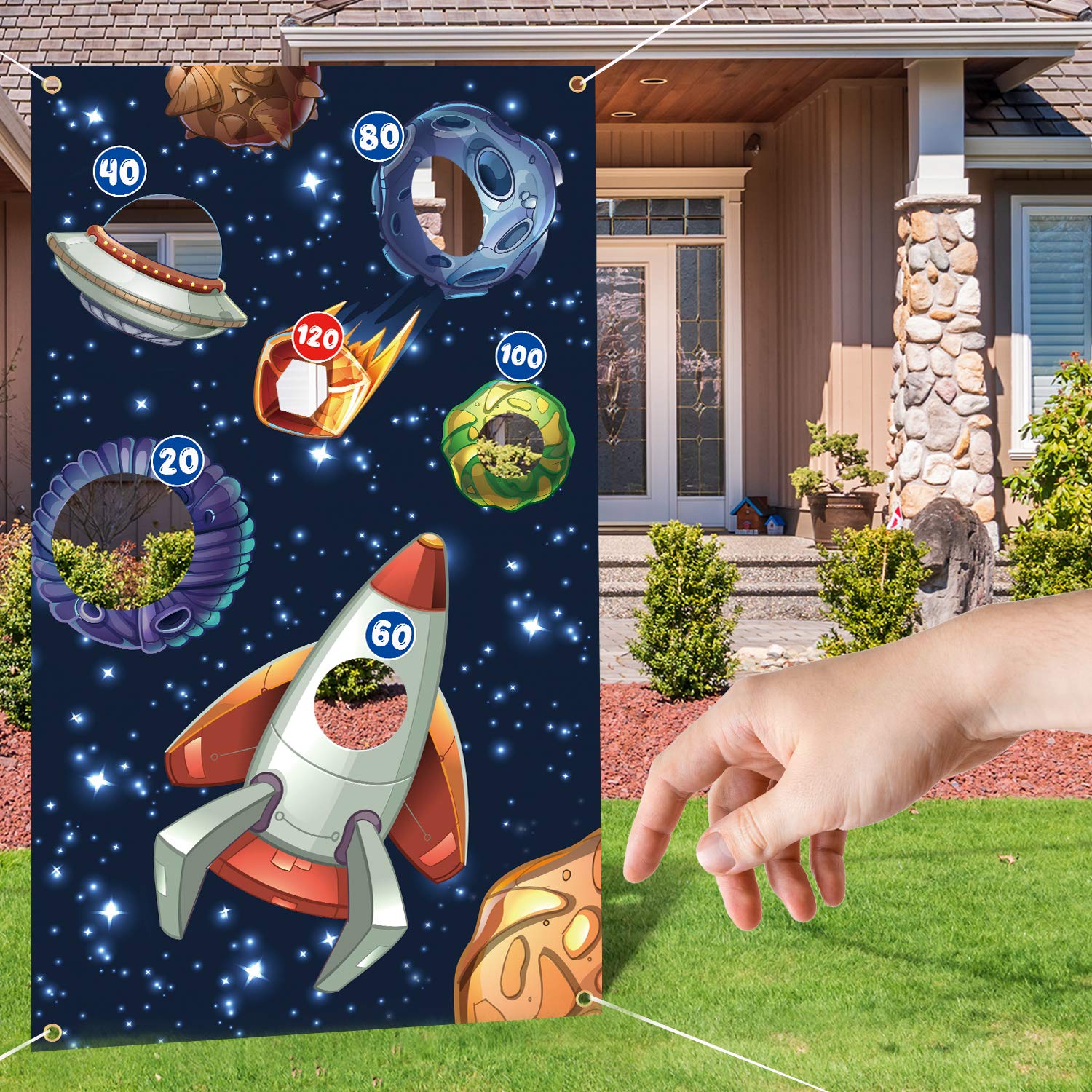Galaxy Theme Party Decor - Space Toss Game Banner for Indoor & Outdoor Celebrations