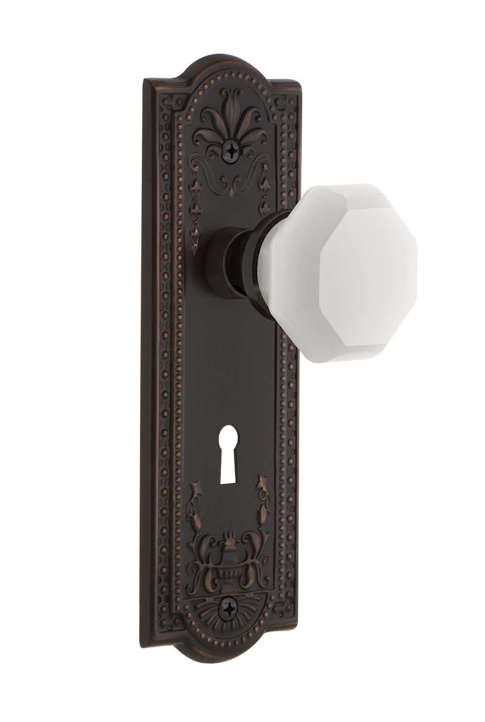 Vintage Waldorf White Milk Glass Knob - Nostalgic Warehouse 749361 Meadows Plate with Keyhole, 2.75