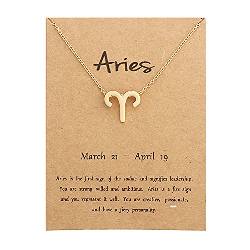 2022 Alloy Zodiac Pendant Necklace for Women - Gold Long Choker with Diamond Accents | Elegant Fashion Jewelry Accessory for Parties, Dating & Special Occasions (One Size)