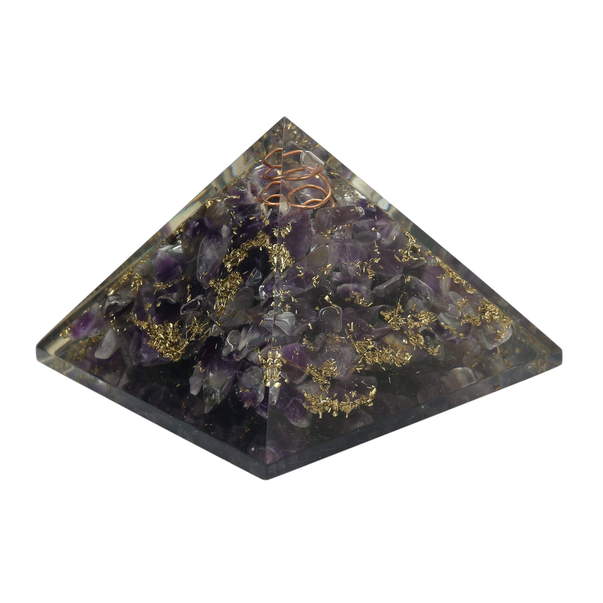 Amethyst Crystal Orgone Pyramid for EMF Protection, Meditation & Energy Healing | Spiritual Healing, Chakra Balancing & Home Decor