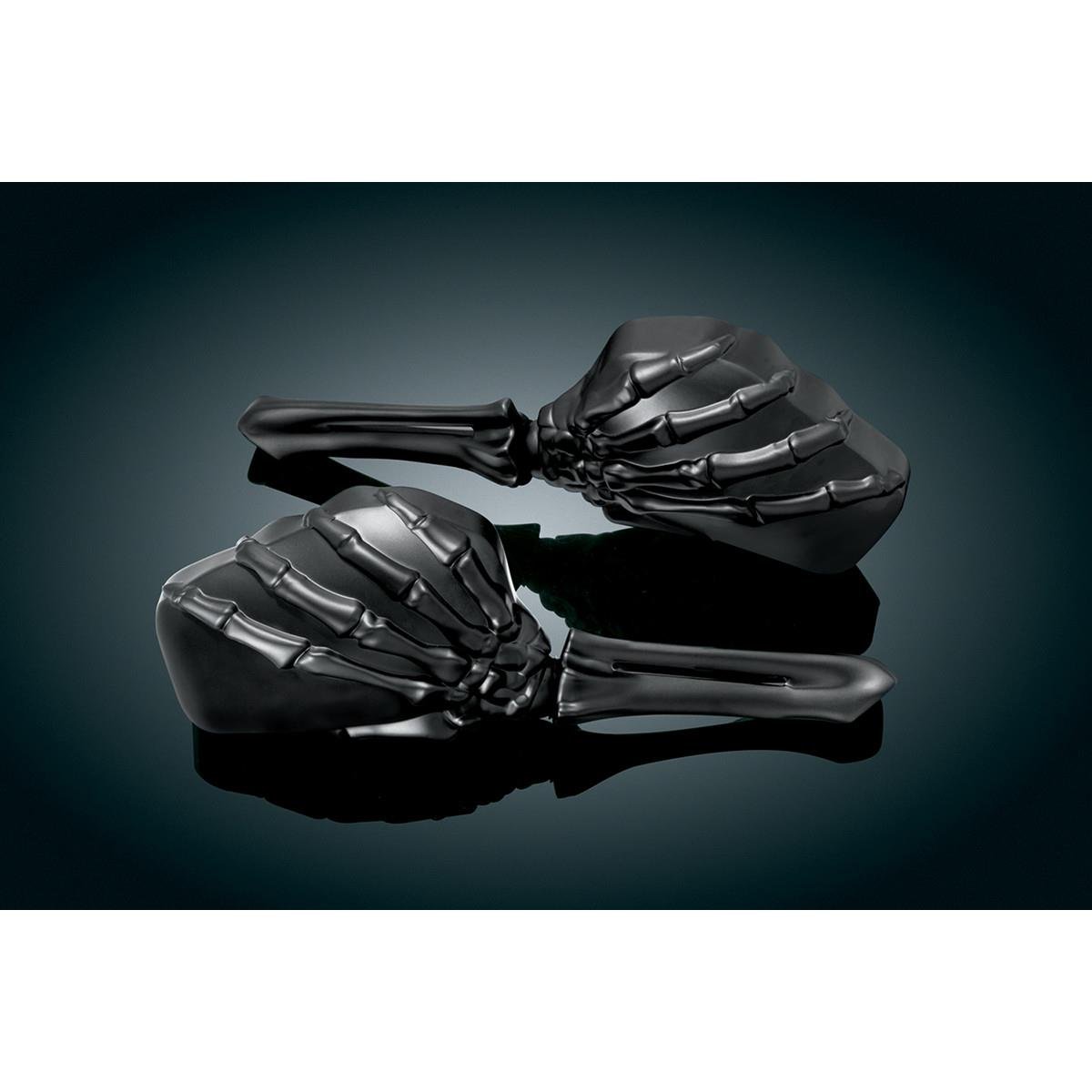 Kuryakyn 1758 Motorcycle Skeleton Hand Rear View Side Mirrors - Black Stems & Heads (1 Pair) | Cruiser & Chopper Handlebar Accessories for Enhanced Safety & Style