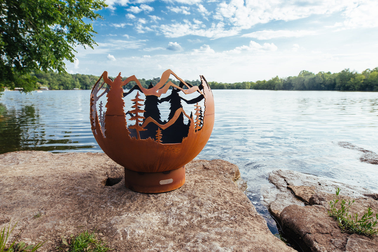 Mountain Vista Fire Pit - Outdoor Steel Fire Pit Bowl for Backyard, Patio, Camping - Rust-Resistant & Durable Design for Bonfires, S'mores, and Cozy Evenings