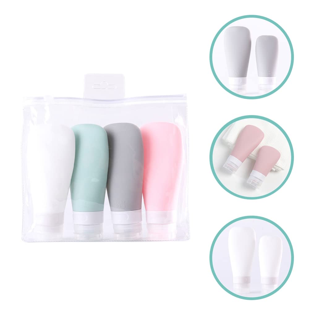 4-Piece Silicone Travel Bottle Set - Refillable Leak-Proof Toiletry Containers for Lotion, Cream & Shampoo - Portable TSA Approved Squeeze Bottles for Airplane Carry-On, Gym & Vacation Essentials