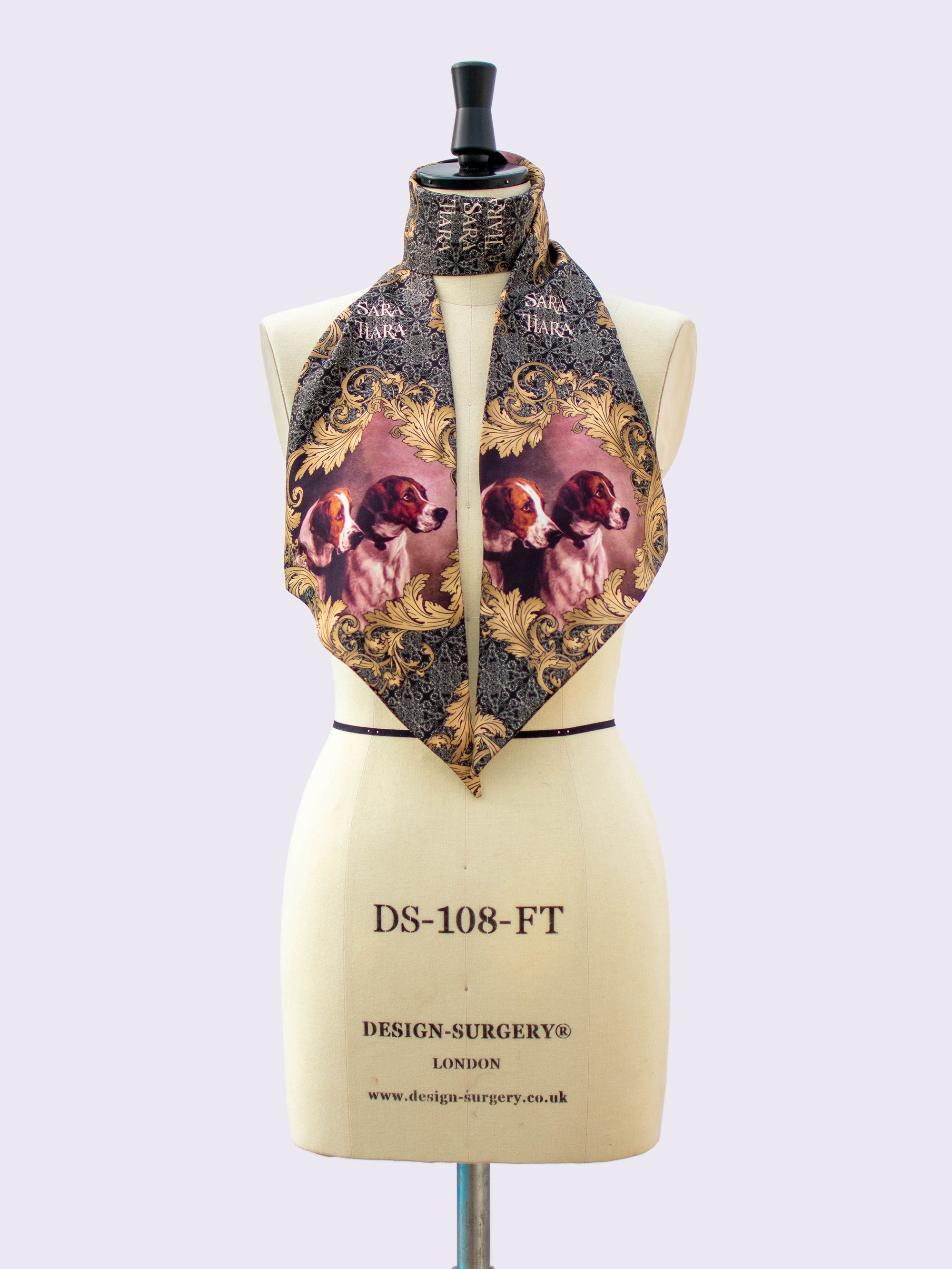 Fashionable Hound Print Silk Skinny Scarf - Lightweight & Elegant Women's Accessory for Office, Travel, and Special Occasions