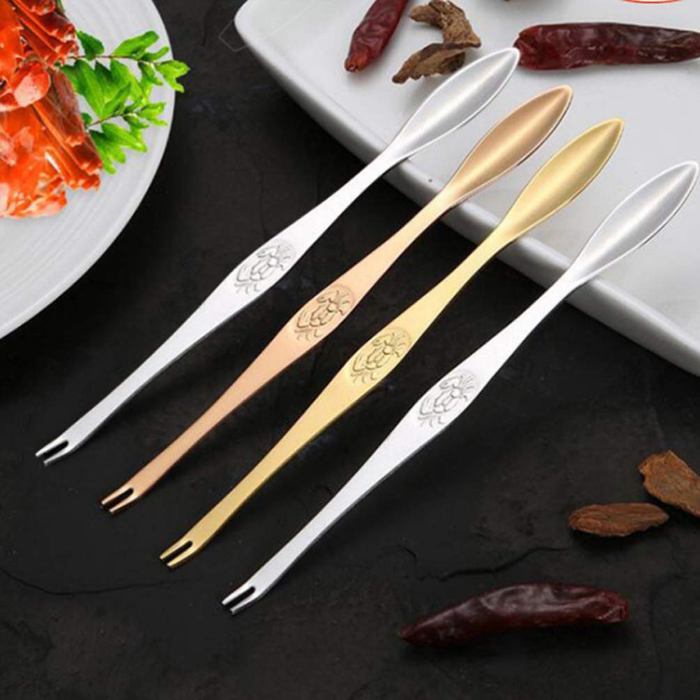 Yardwe 6-Piece Stainless Steel Seafood Forks Set - Crab Leg Crackers, Lobster Picks, Nutcrackers & Shellfish Tools for Kitchen, BBQ, and Seafood Restaurants | Perfect for Crab Legs, Lobster, Oysters, and Pastry Serving