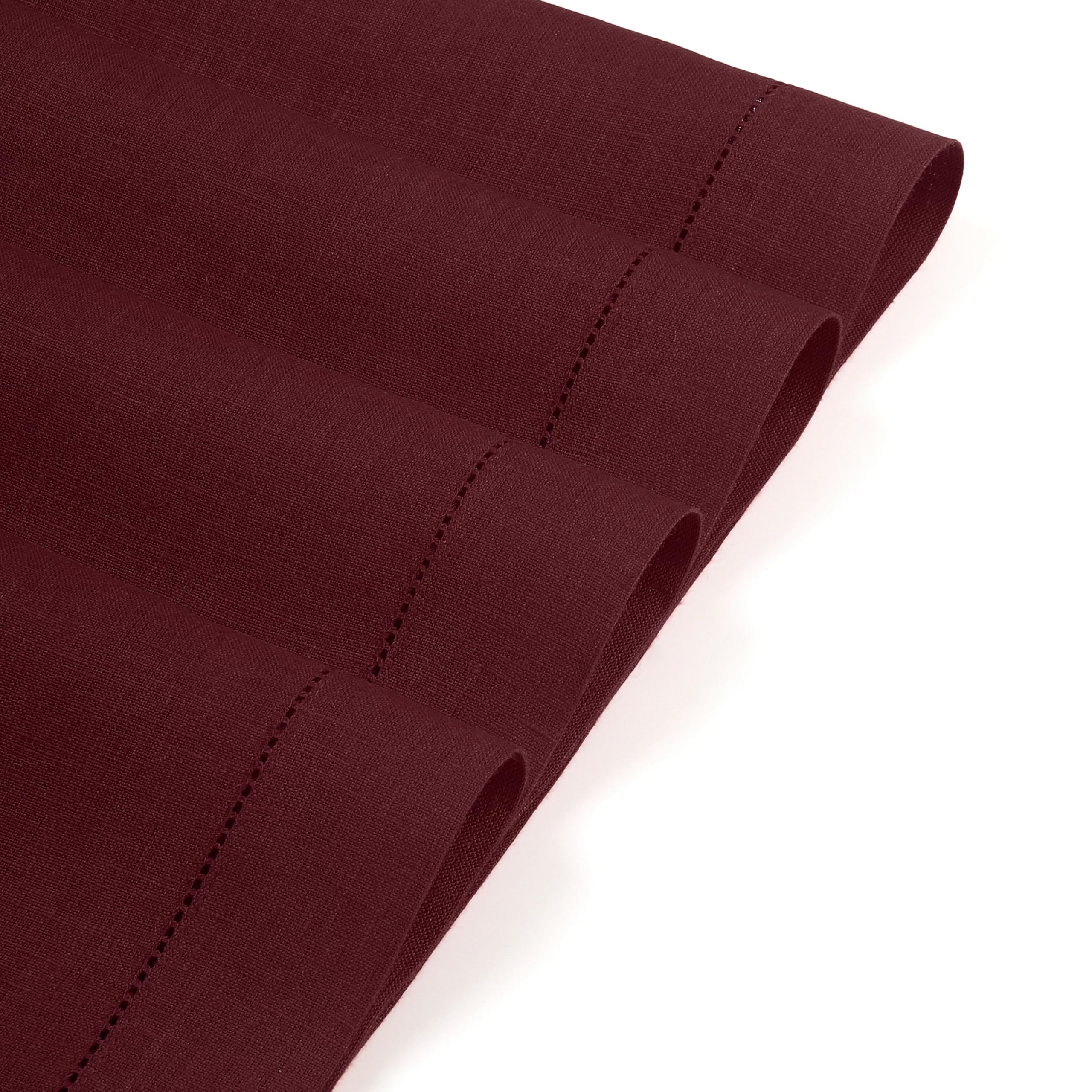 D'Moksha Homes 100% Pure Linen Placemats Set of 4 - Dark Red 14x19 Inch Classic Hemstitch Washable Table Mats for Dining, Kitchen & Spring Decor | Elegant Table Setting for Parties & Everyday Use
