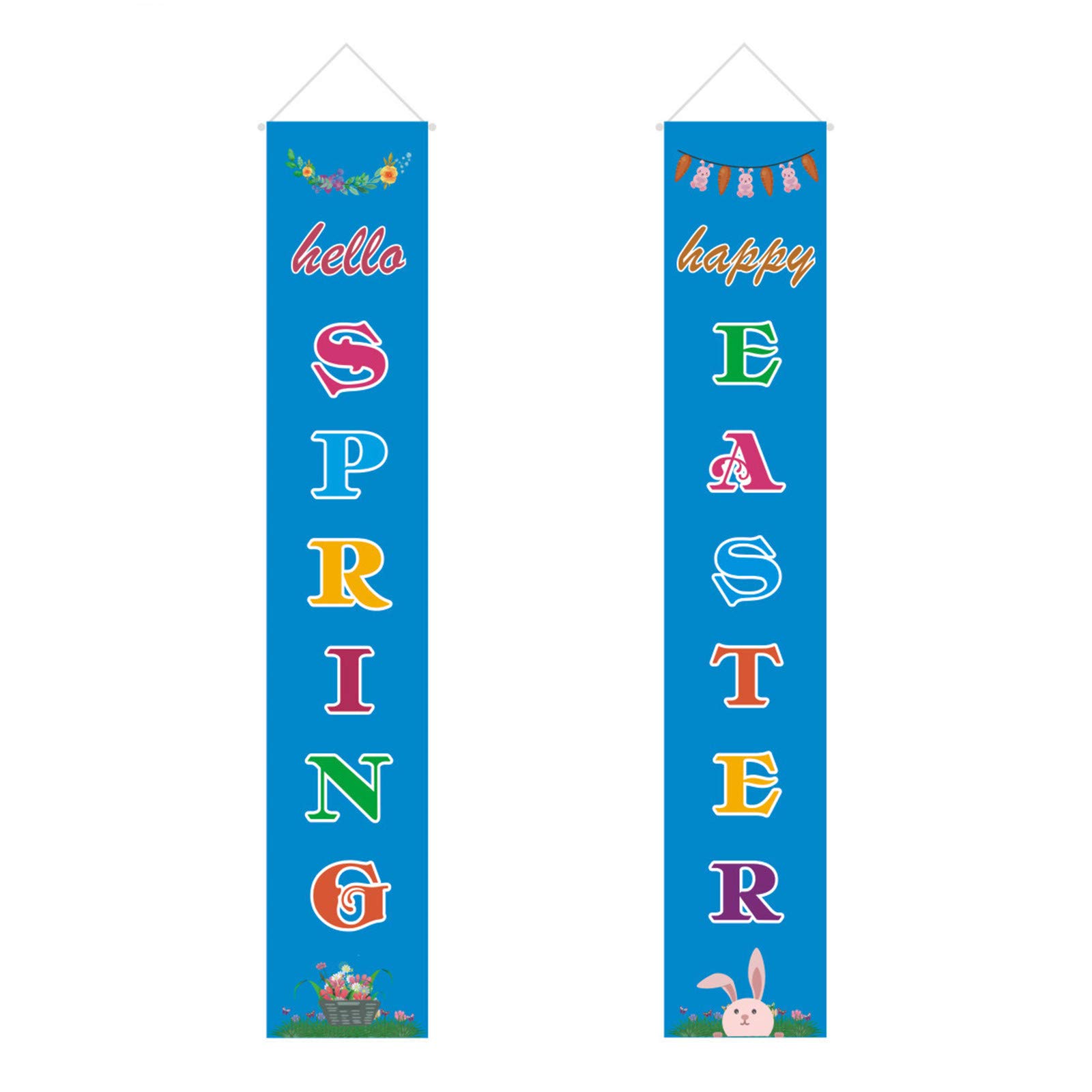 Happy Easter Banner - Indoor Outdoor Porch Sign Wall Hanging Decor with Flag | Spring Holiday Home & Garden Decoration for Front Door, Yard, Party