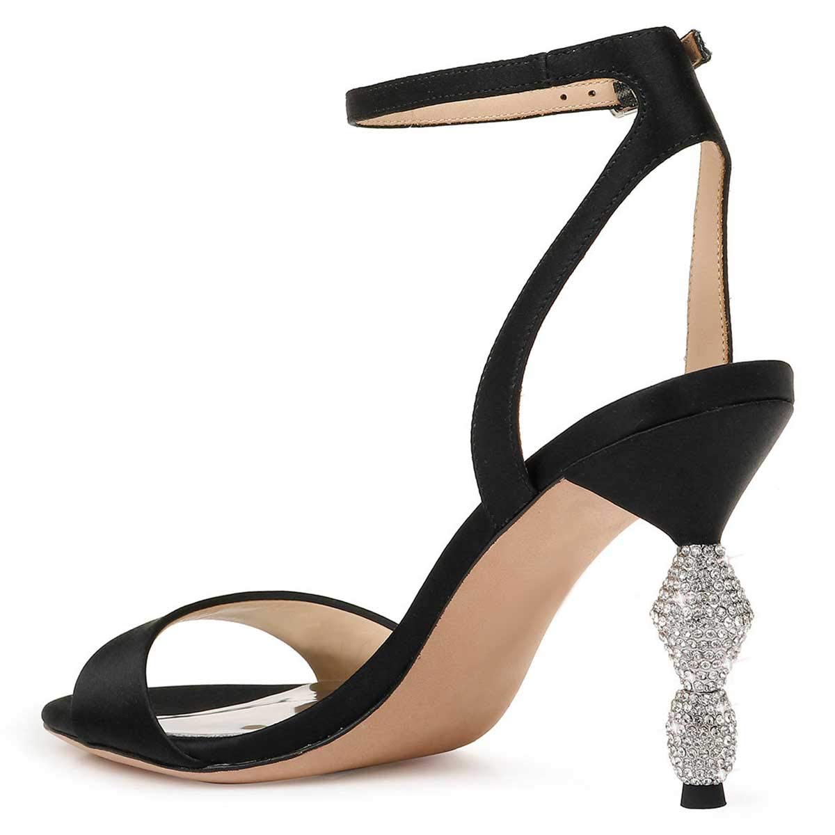 XYD Women's Crystal Rhinestone High Heel Sandals - Ankle Strap Open Toe Strappy Slingback Dress Shoes for Wedding, Party & Cocktail Events - Size 5-11 US - Perfect for Evening Galas, Bridal Showers & Formal Occasions