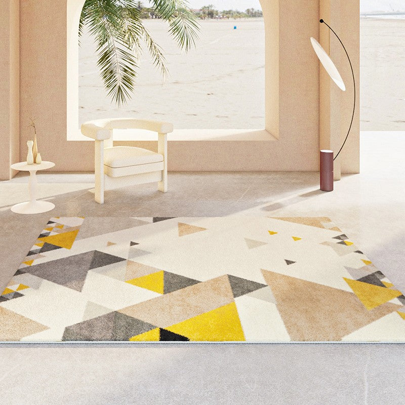 Modern Geometric Area Rugs for Bedroom & Living Room - Large Abstract Yellow Floor Carpet - Perfect for Dining Room, Home Decor & Office Spaces