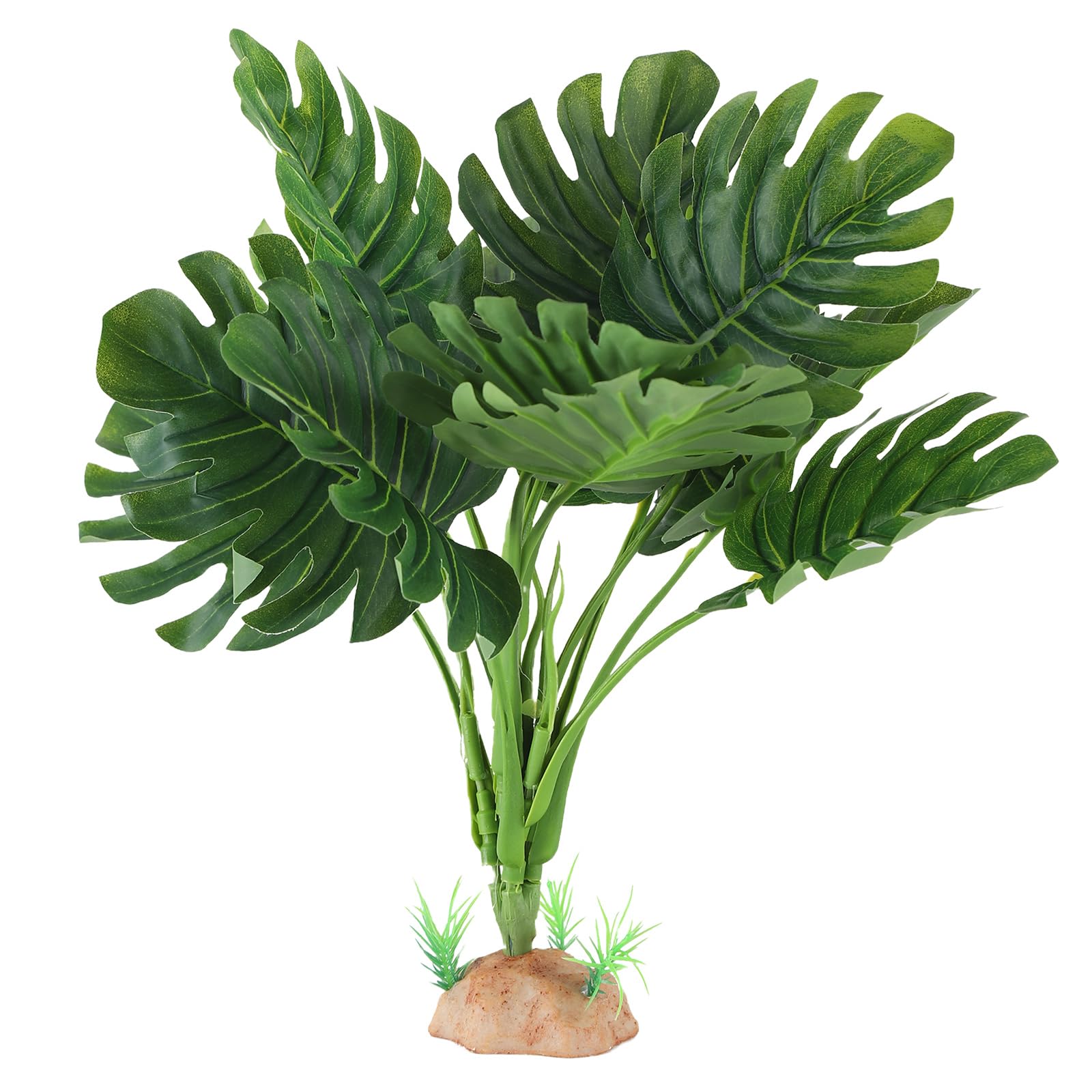 Artificial Terrarium Plants for Reptile Habitat - Monstera Spider Plant for Gecko, Ball Python & Tortoise Enclosure - Durable Reptile Tank Décor for Natural-Looking Jungle Environment