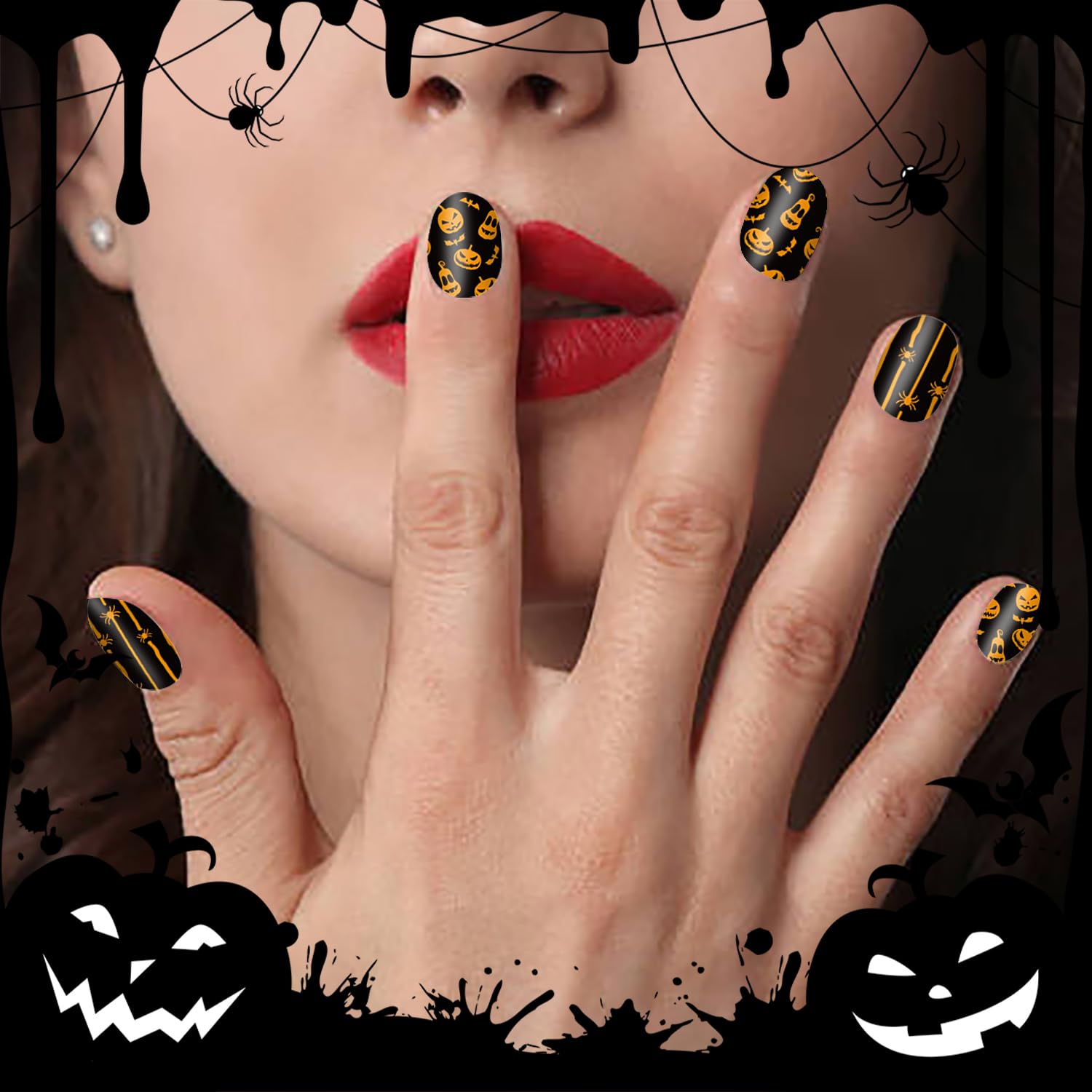 WOKOTO Halloween Nail Art Stickers - 12 Sheets Gel Nail Polish Strips with Spider, Ghost, Pumpkin & Skull Designs | Full Nail Wraps for DIY Manicures | Perfect for Halloween Parties, Costume Events & Spooky Nail Art