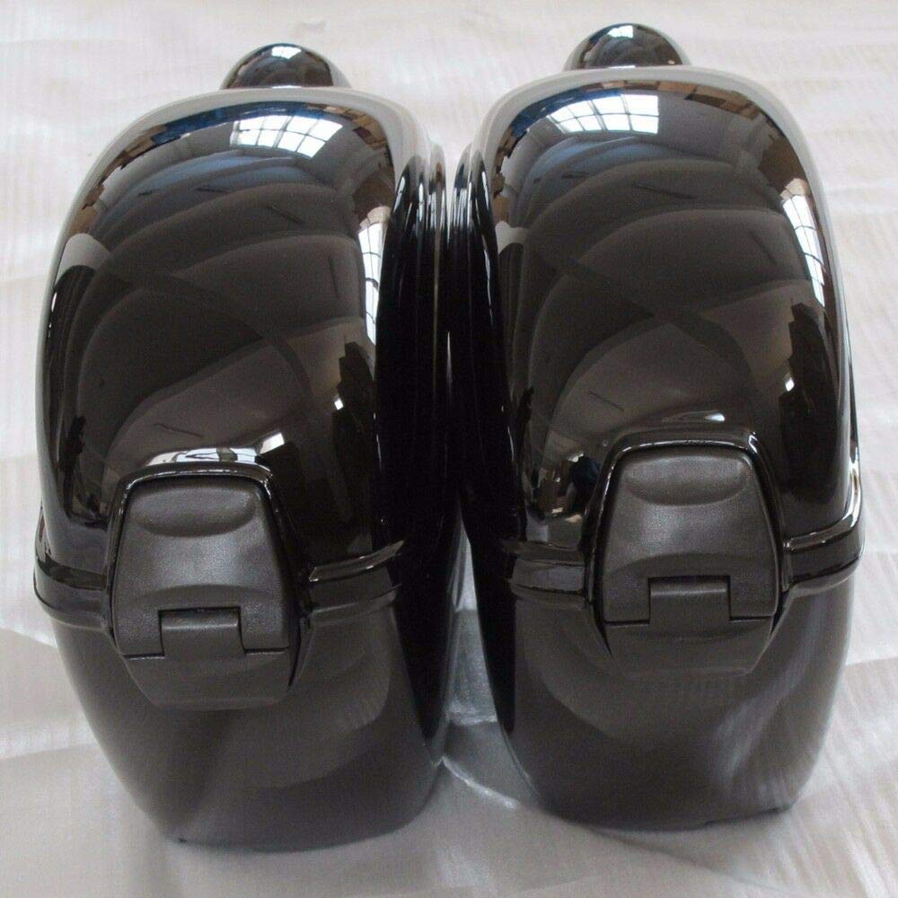 Black Hard Motorcycle Saddle Bags Trunk Luggage with LED Lights & Mounting Bracket - Durable Storage for Cruiser Bikes, Perfect for Long Rides & Road Trips