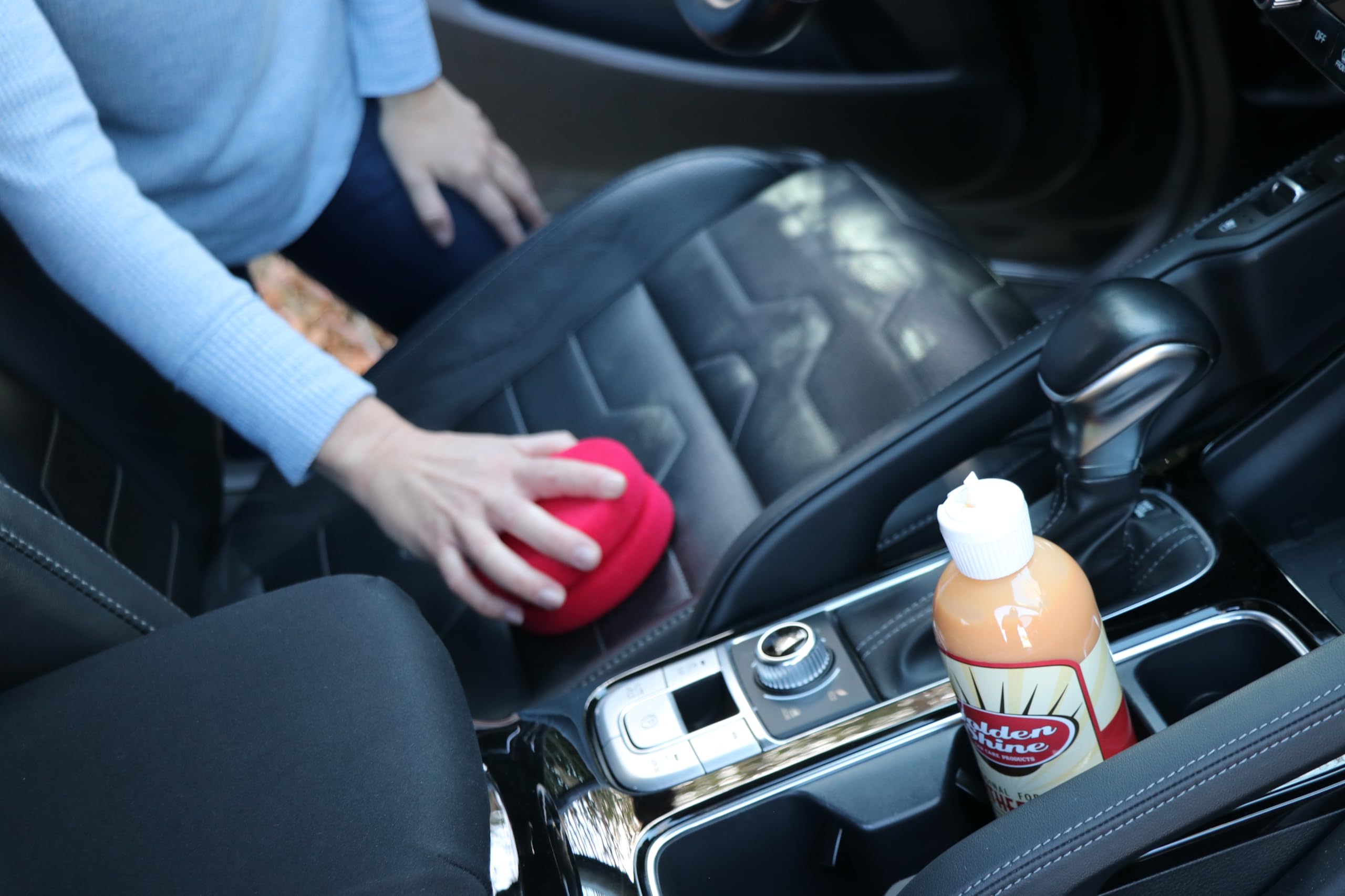 GOLDEN SHINE Leather Cleaner & Conditioner - 16oz Car Interior Care Kit | Restores & Protects Leather Seats, Dash & Steering Wheel | Ideal for Cars, Trucks & Motorcycles