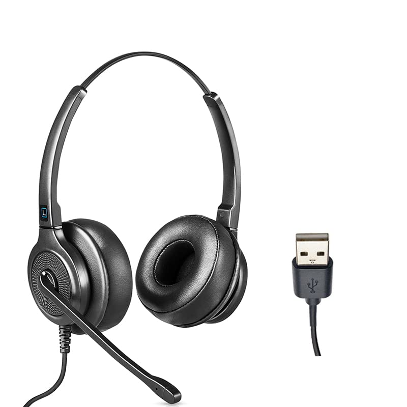 Leitner LH255XL Professional Call Center Headset - Noise Cancelling USB-A Headphones for VoIP Phone Systems - Comfortable Over-Ear Design for All-Day Use - Ideal for Customer Service, Remote Work & Office Communication