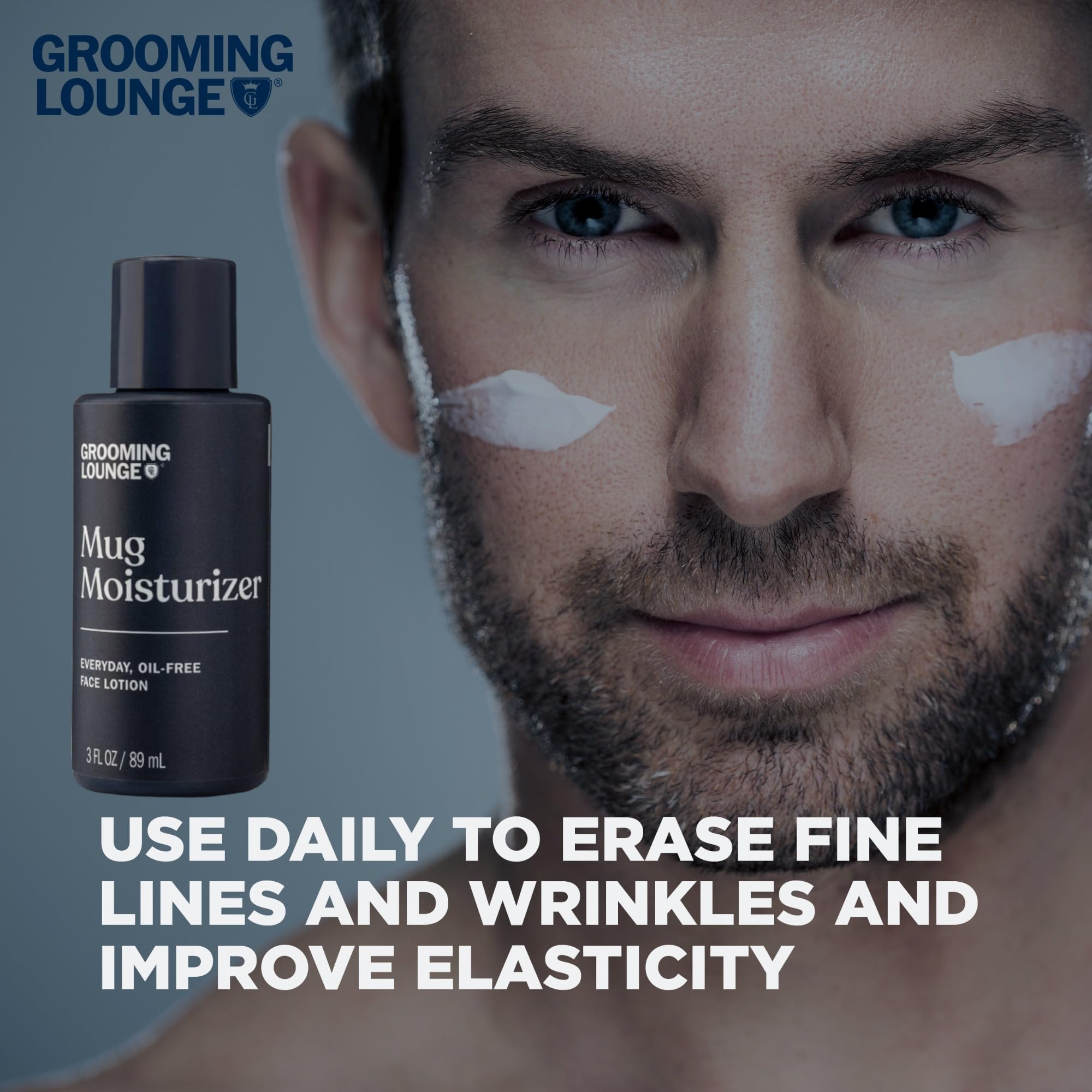 Grooming Lounge Mug Moisturizer Face Lotion - Lightweight Oil-Free Hydrating Cream for Men - Soothes Dry Skin, Eliminates Itchiness & Flaking - Paraben & Sulfate Free - 2 Pack - Perfect for Daily Skincare Routine & Post-Shave Hydration