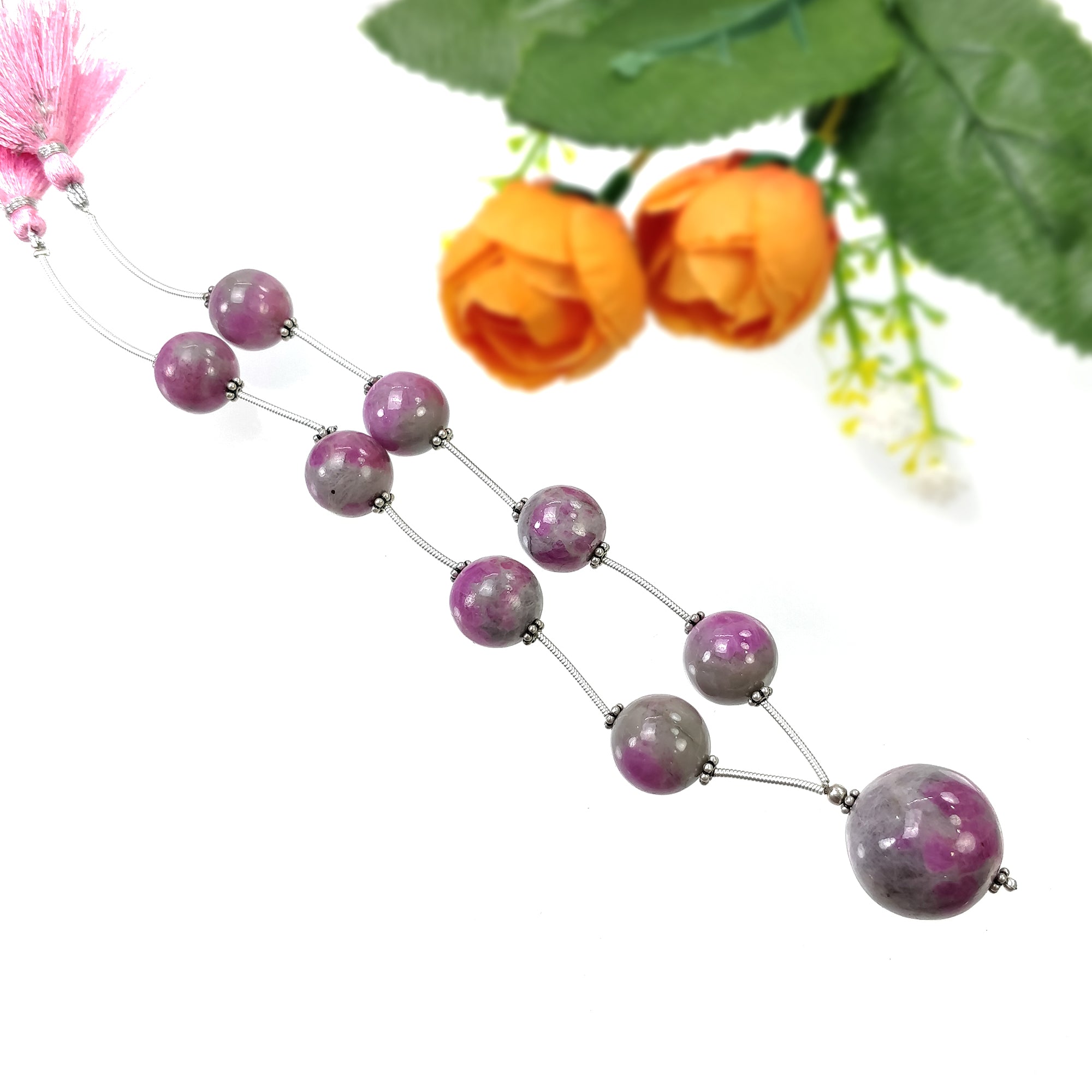 Natural Untreated Bi-Color Zoisite Ruby Loose Beads - 200.40cts (12mm-19mm) for Jewelry Making, DIY Crafts & Healing Crystal Collections | Premium Gemstone Beads for Necklaces, Bracelets & Spiritual Energy Work