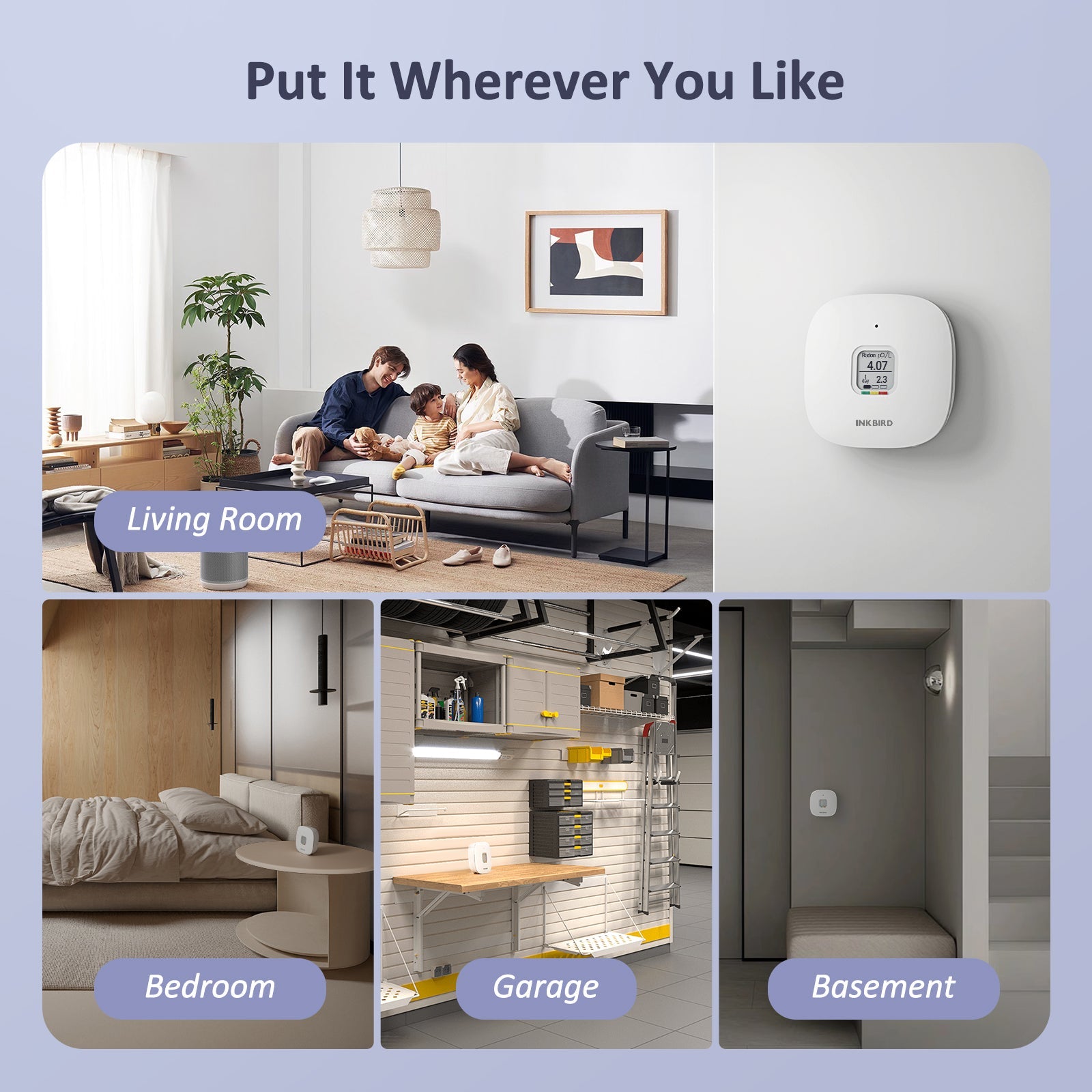 Radon Detector INK RD3 - Accurate Home Radon Gas Monitor for Safety & Health | Ideal for Basements, Bedrooms & Offices