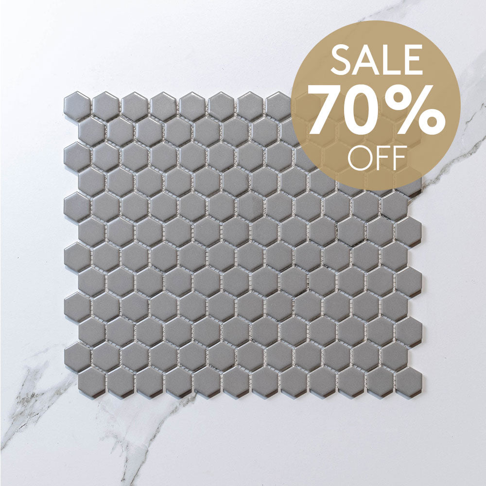 Hexagon Mosaic Tile - Hive S Grey 23x26 Matt Finish (Per Sheet) - Perfect for Kitchen Backsplash, Bathroom Walls & Flooring
