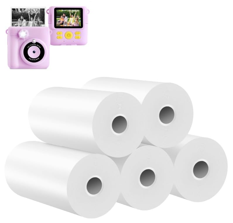 AORILE 5 Rolls Kids Camera Print Paper Refill - BPA Free Instant Photo Paper for Children's Print Cameras - Perfect for Birthday Parties, Travel Memories & Creative Play